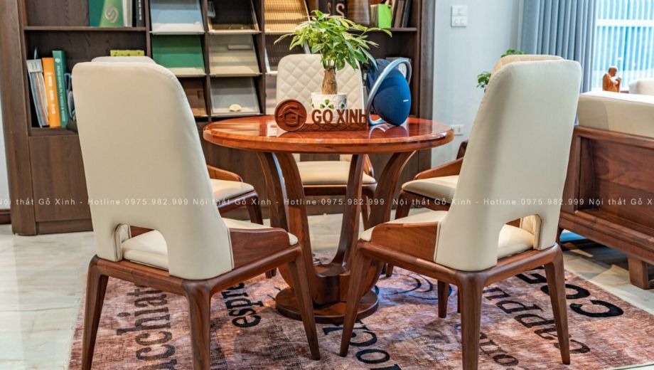Mẫu bàn ăn tròn gỗ óc chó nhỏ tại Gỗ Xinh