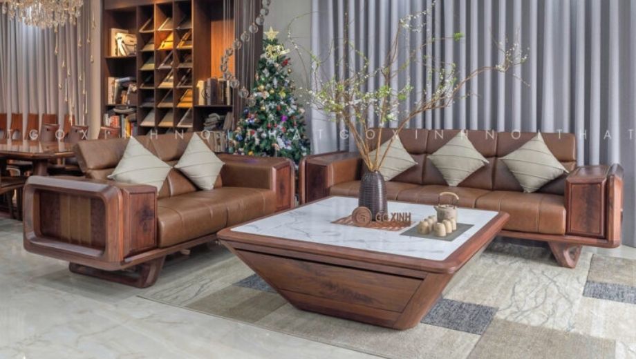 Mẫu bàn trà gỗ óc chó nhà Nội Thất Gỗ Xinh