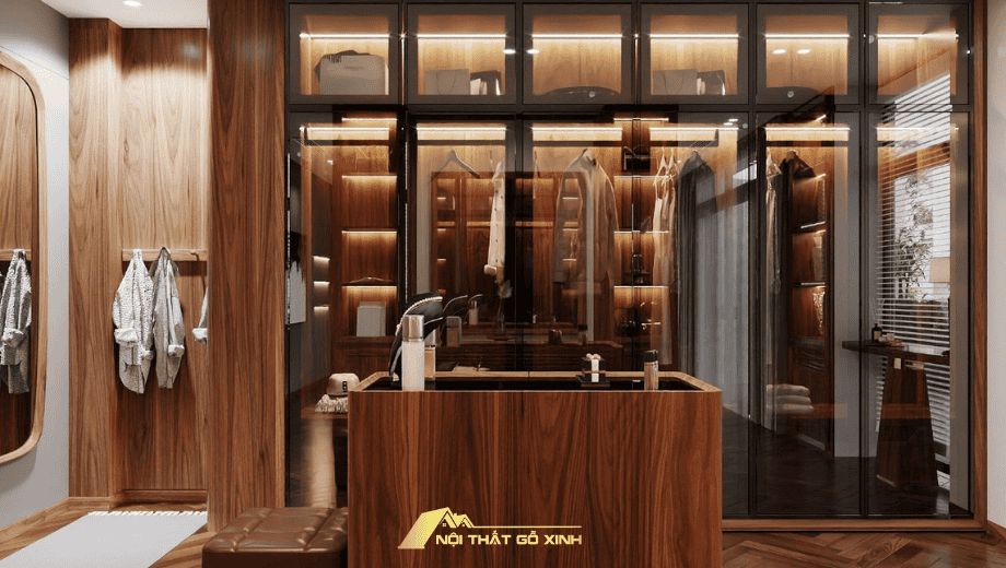 Mẫu tủ quần áo gỗ óc chó cao cấp