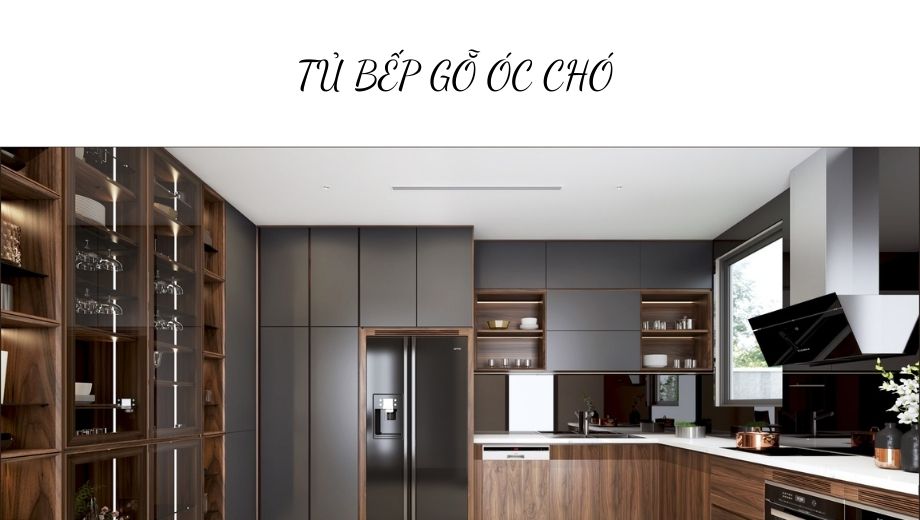 Tủ bếp gỗ óc chó 