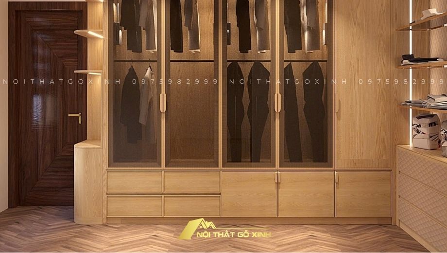 Tủ quần áo thiết kế âm tường tiết kiệm diện tích 