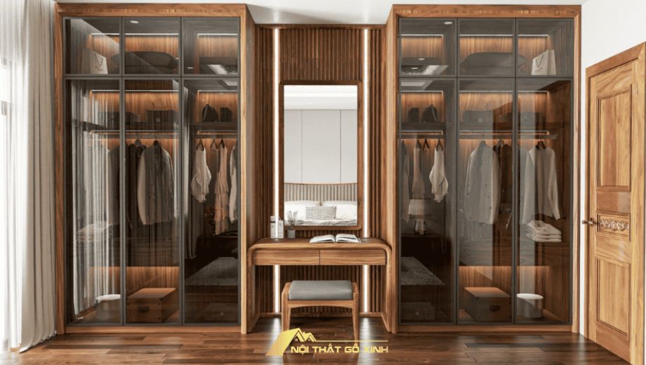 Tủ quần áo thiết kế cùng bàn trang điểm