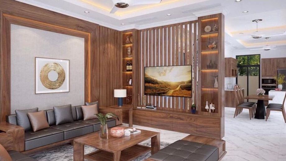 Vách ngăn kêt hợp tủ trưng bày 