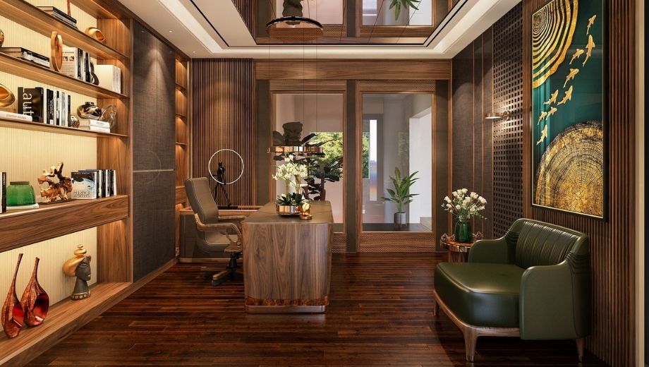 Phòng làm việc gỗ óc chó cổ điển