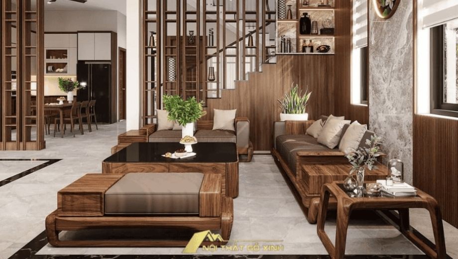 Sofa gỗ kiểu Nhật có tựa lưng thấp