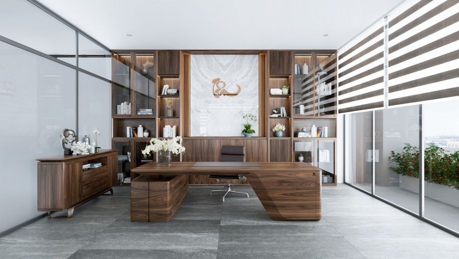 Vai trò của thiết kế tổng thể trong phòng làm việc gỗ óc chó